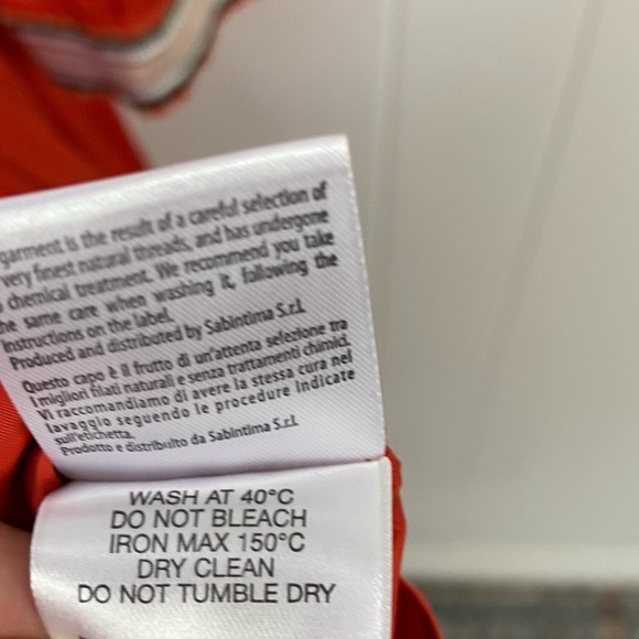 PUROTATTO Orange Tiered Maxi Dress W/ Tan Ribbon Size 44 US 6-8 Made In Italy - Picture 14 of 16